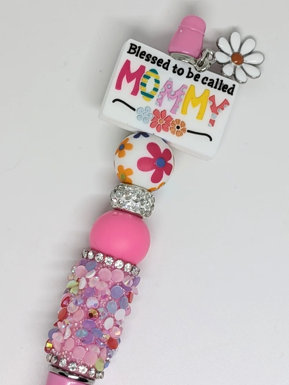 Handmade Blessed To Be Called Mommy Beaded Silicone Focal Bead Pen